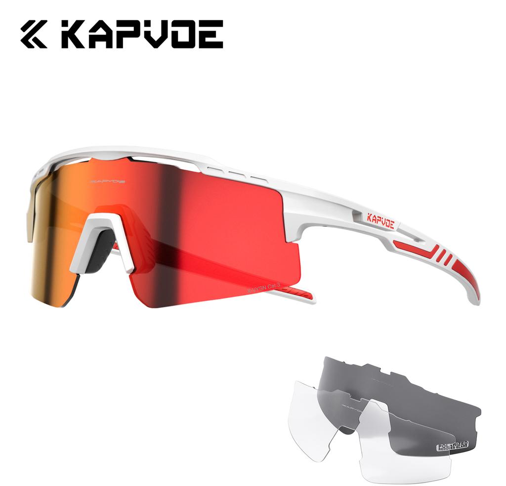 Kapvoe 3lens Sports Sunglasses Fashion Goggles Cycling Glasses MTB Riding Skating Sunglasses UV400 Man Woman Bike Eyewear