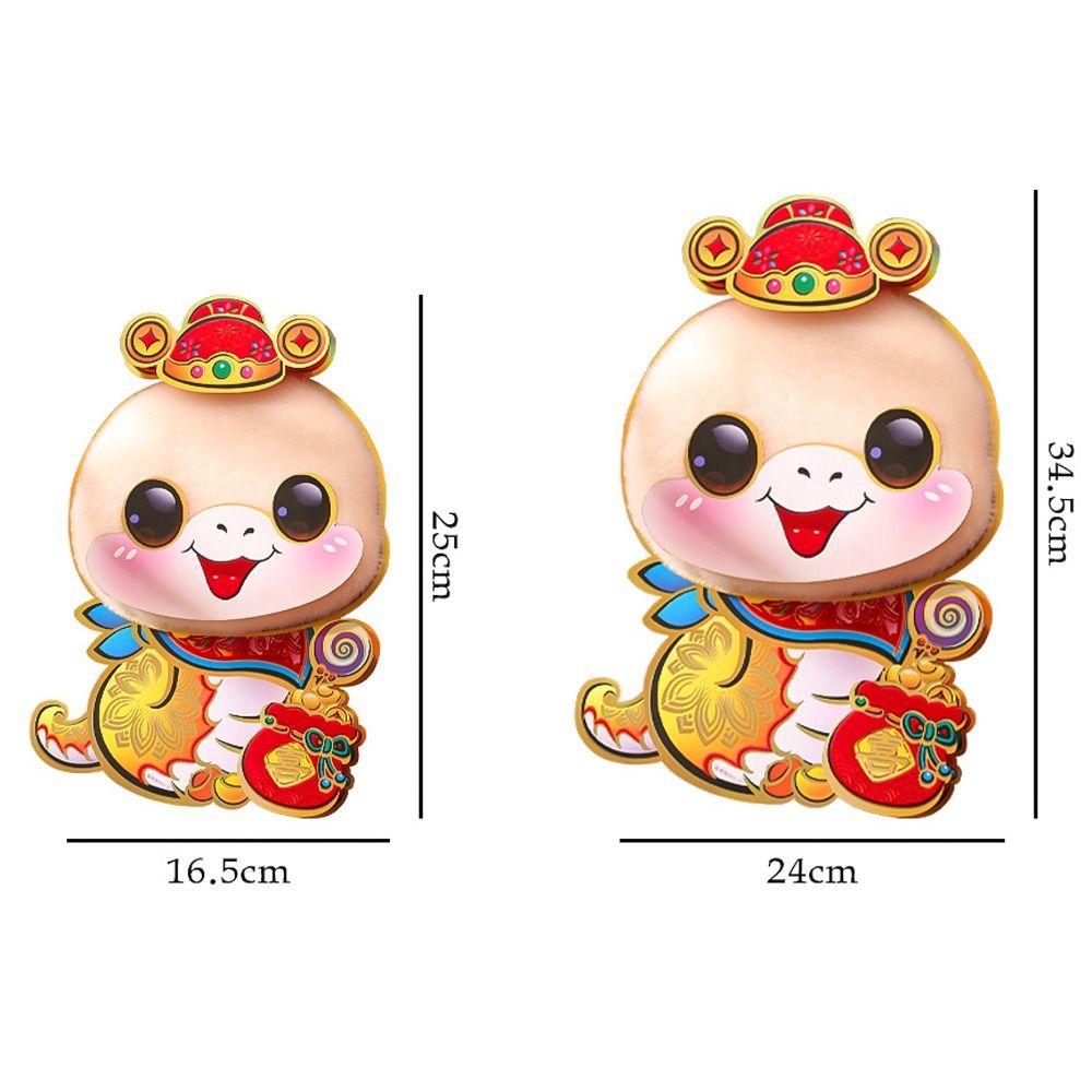 3D 2025 New Year Door Sticker Flocking Paper Lucky Wall Sticker Wedding Celebration