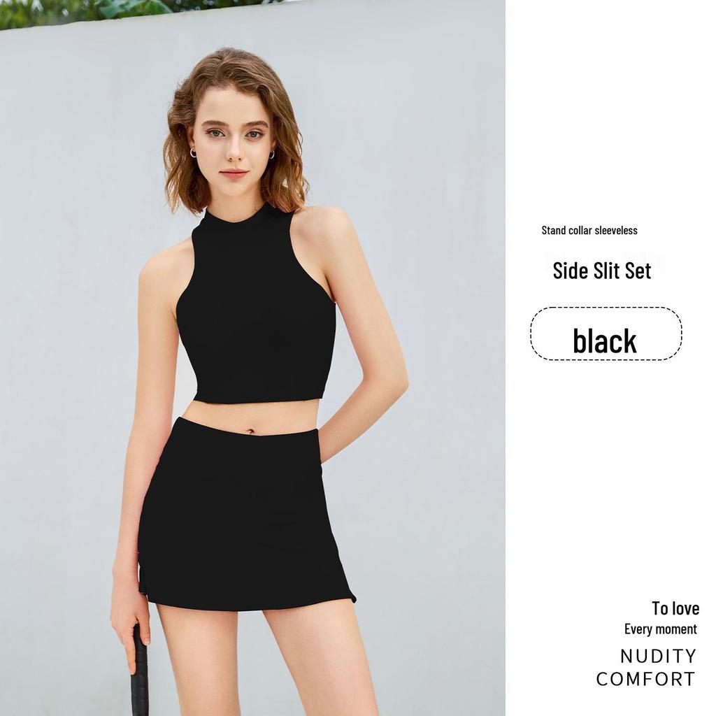 New Summer Sports Quick-Dry Sleeveless Yoga Set: Fitness Vest & A-Line Skort