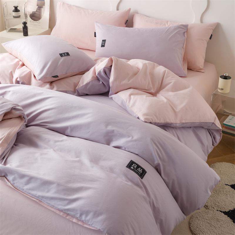 All-Season Pure Cotton Luxury Bedding Set: 4-Piece Bed Sheet & Duvet Cover for Dorms