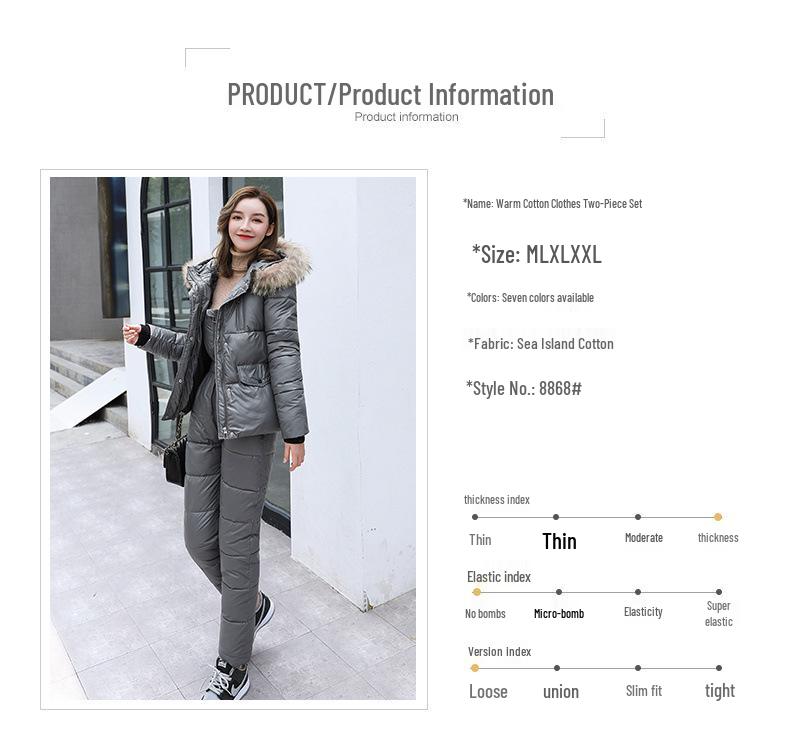 2023 Women's Winter Korean Style Down Cotton Two-Piece Set: Thickened Jacket & Outerwear
