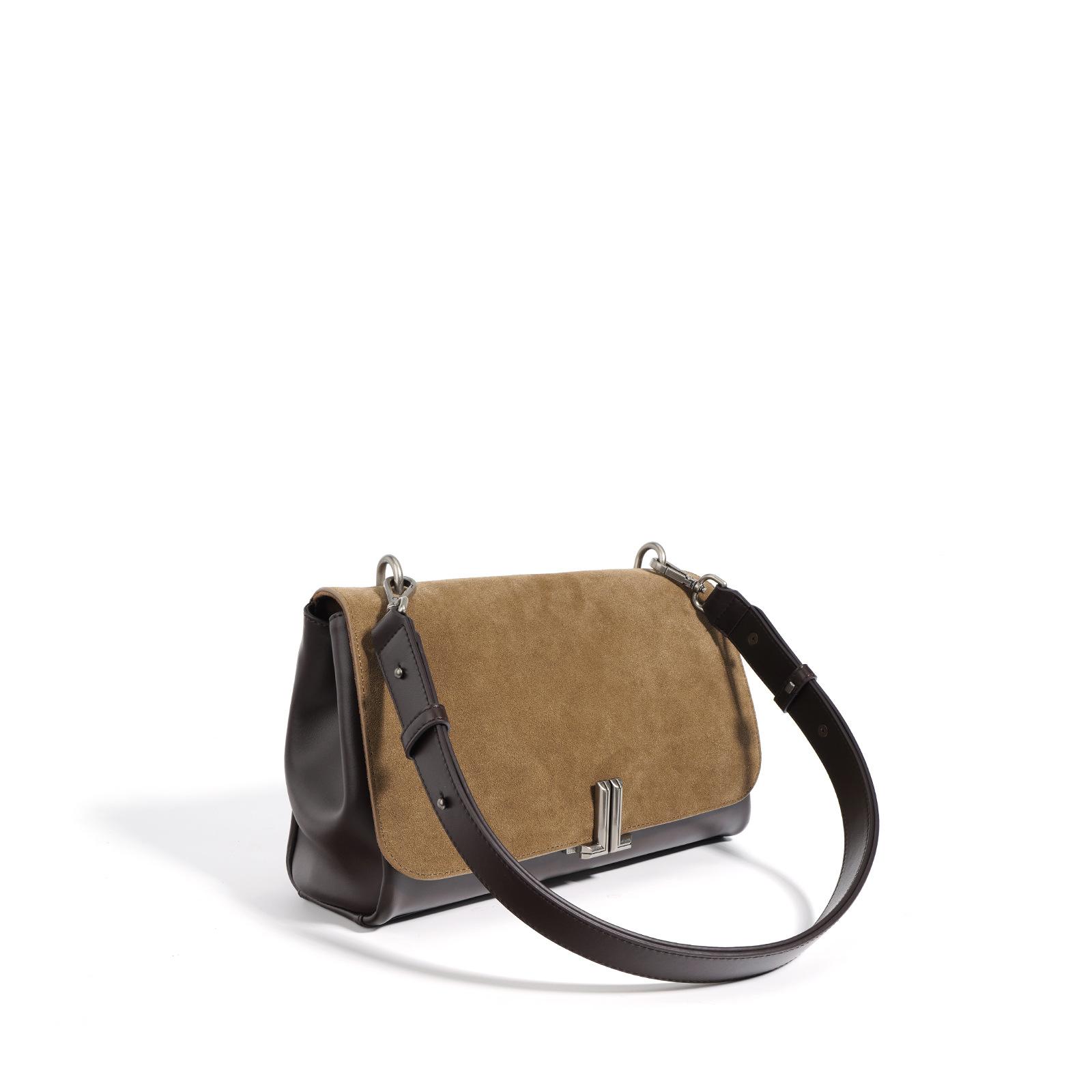 

New retro contrasting color shoulder bag women s commuting versatile large-capacity messenger bag underarm small square bag cowhide