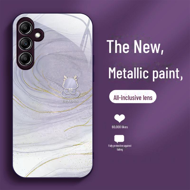 Pozlacený drak na Samsung A14, S21, A22, A31 - design ve stylu roku draků, luxusní skleněná povrchová úprava