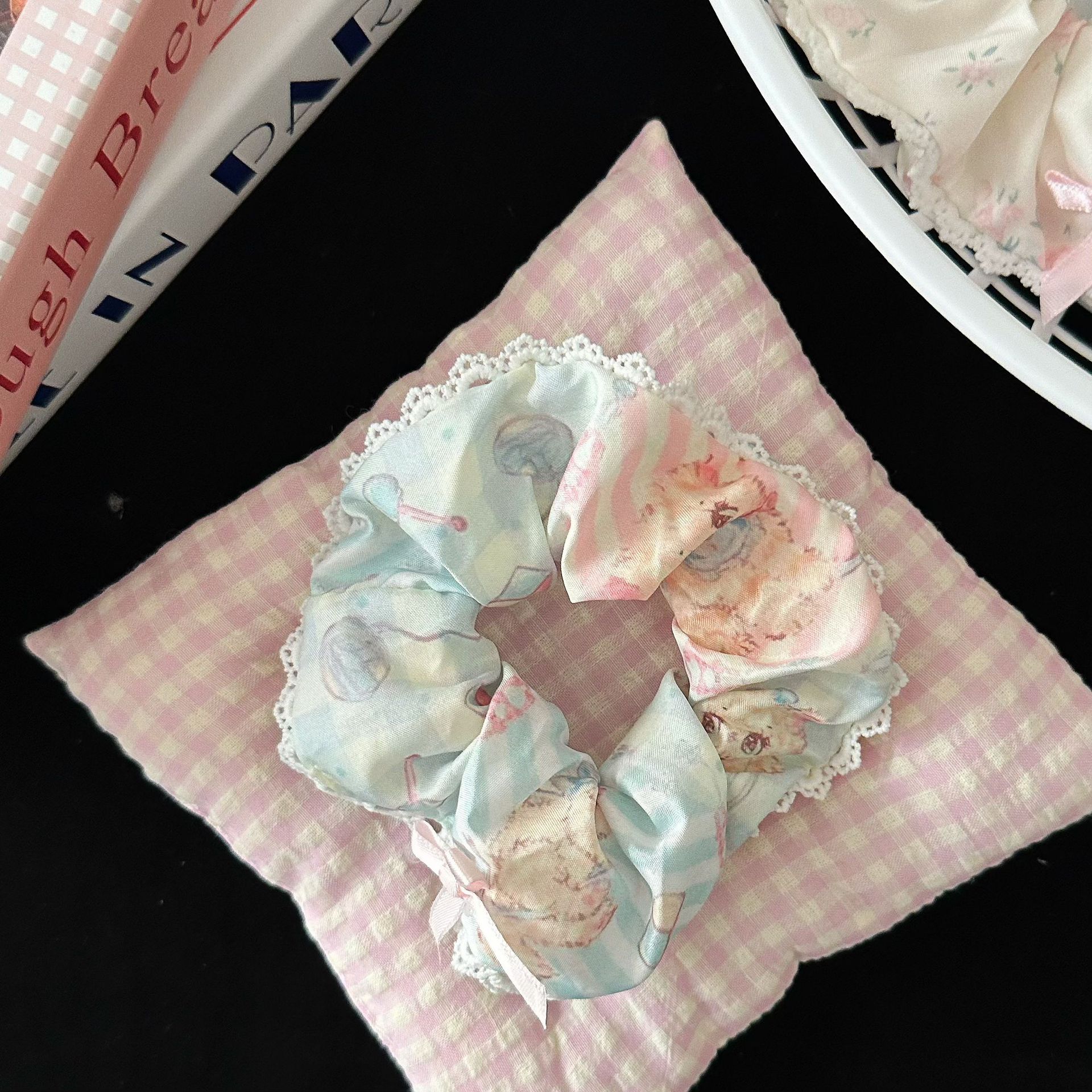 

Мультяшный принт, повязка на голову с бантом, японский стиль, милая и универсальная, повязка на голову с хвостиком для девочек, аксессуары, аксессуары для волос