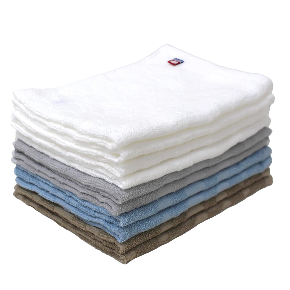 

Imabari Towel Face Towels, Set of 10, Thin, Quick-Drying, Made in Japan, 100% Cotton, Stylish and Cute Polka Dot Pattern, Kitchen Towel, Hand Towel,