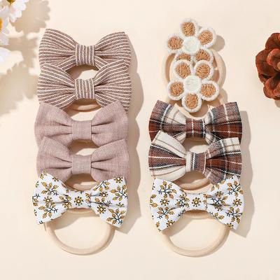 10Pcs/Set Cartoon Bow Flower Hairbands for Children Girls Sweet HairTies Fashion Elastic Rubber Band Hair Rope Hair Accessories