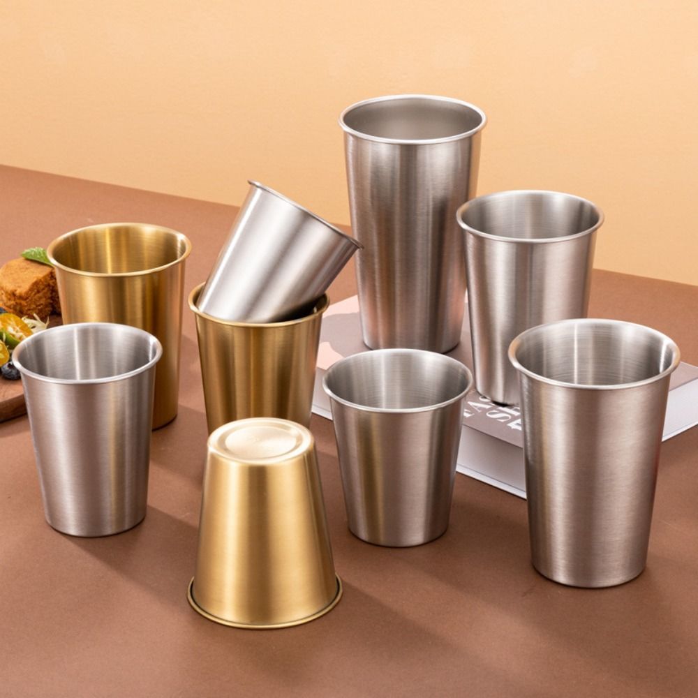 Weinglas 400/500ML Edelstahlbecher Verdickt Weiter Mund Bierbecher Wasserbecher Trinkbecher Restaurant