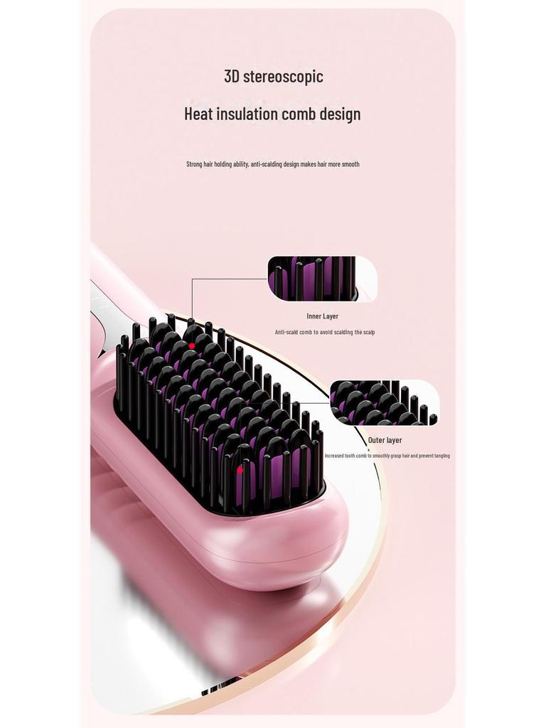 Portable Dual-Purpose Ionic Hair Straightener: Wireless, Non-Damaging, and Rechargeable for Straightening & Curling