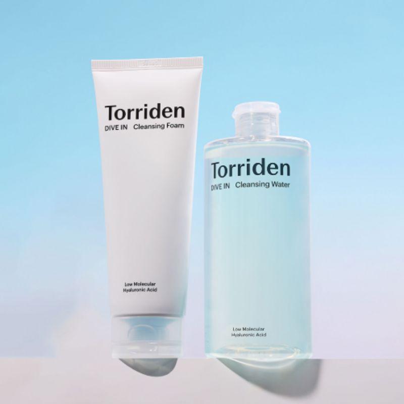 Torriden DIVE-IN Набор для очищения с гиалуроновой кислотой 2 шт. Увлажняющая пенка для двойного очищения 150 мл + Очищающая вода 400 мл для свежей и увлажненной кожи