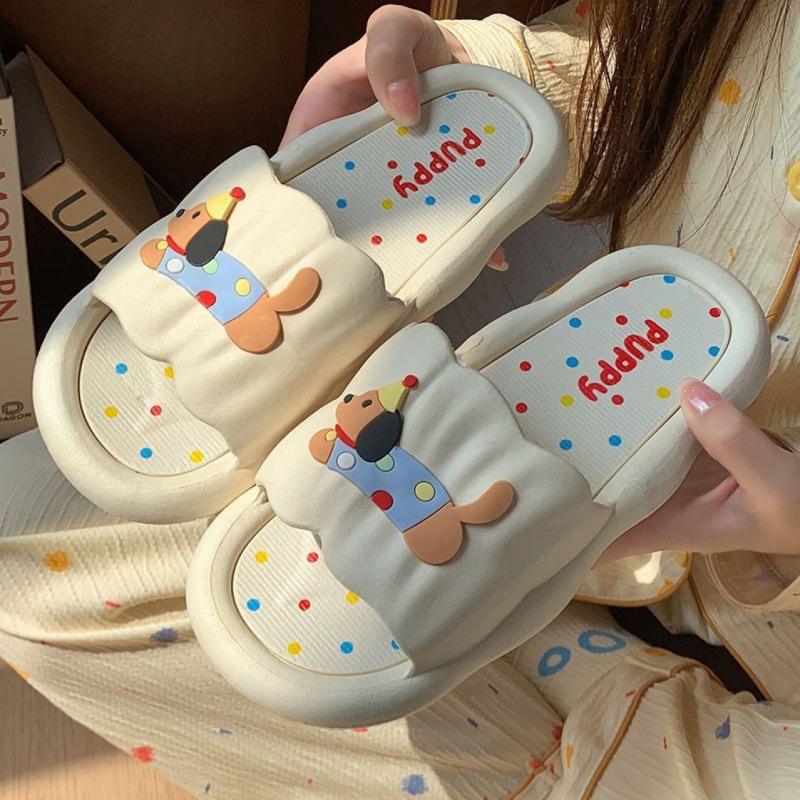 2025 Cartoon Puppy Slippers: Cute Summer Indoor Footwear with Soft Soles for Women and Students