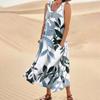 Women's Summer Casual Fashion Easter Printed Sleeveless Round Neck Pocket Dress