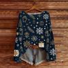 Women's Round Neck Lightweight Sweater Casual Long Sleeve Christmas Print Knit Pullover