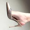 2025  Summer Women's Sexy Pointed Stiletto Sandals New Luxury Diamond Studded Designer Outdoor Wedding High Heels Plus Size
