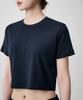 MUSINSA STANDARD WOMAN Women'S Crew Neck Crop T-Shirt [Dark Navy]