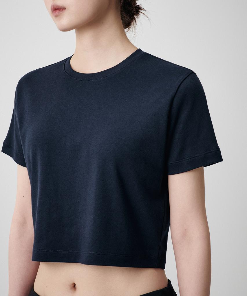 MUSINSA STANDARD WOMAN Women'S Crew Neck Crop T-Shirt [Dark Navy]