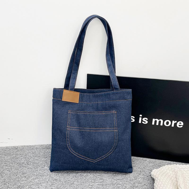 Casual canvas baby large capacity women s armpit bag 2025 new retro denim tote bag student class bag