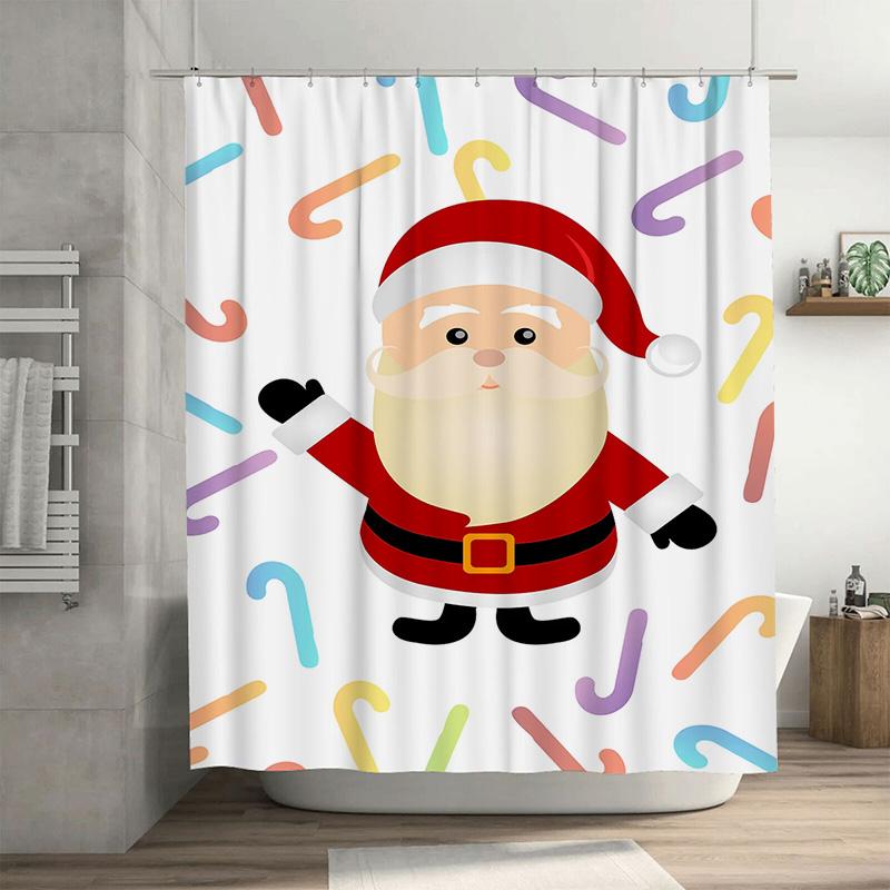 

Tuniu Cute Santa Claus Christmas Shower Curtain Festive Holiday Bathroom Decor Waterproof Fabric Panel Funny Xmas Gift Idea Home W60H190(CM)-1 Pcs