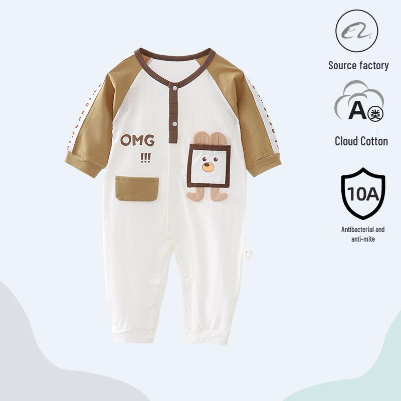 Unisex Baby Langarm Baumwoll-Strampler - Sommer Krabbel- & Hausanzug