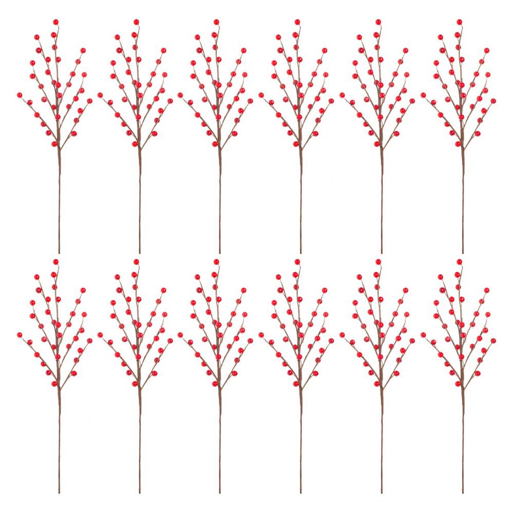 12Pcs 35/40cm Simulated Red Berry Artificial Red Berries Fruit Wedding Home Table Party Decor Christmas New Year DIY Bouquet