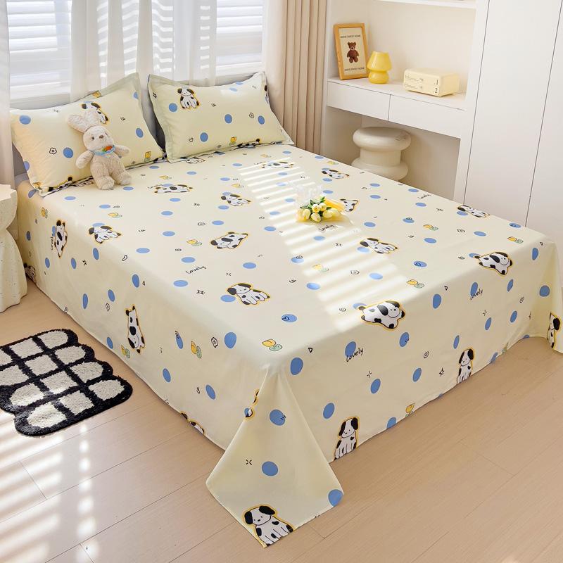 1 buc cearșaf de pat din bumbac 100% cu animale din desene animate lenjerie de pat dublu superior pentru fete, băieți, copii