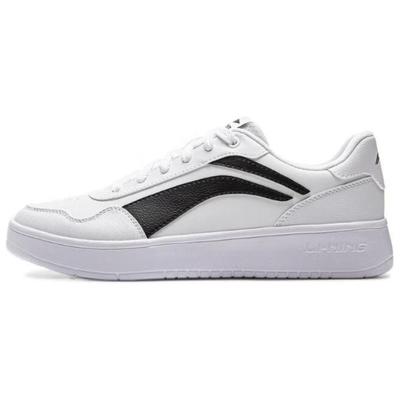 Li Ning Qingchao Slip Resistant Abrasion Resistant Low Top Skateboard Shoes Men's White Black AGCU571-1