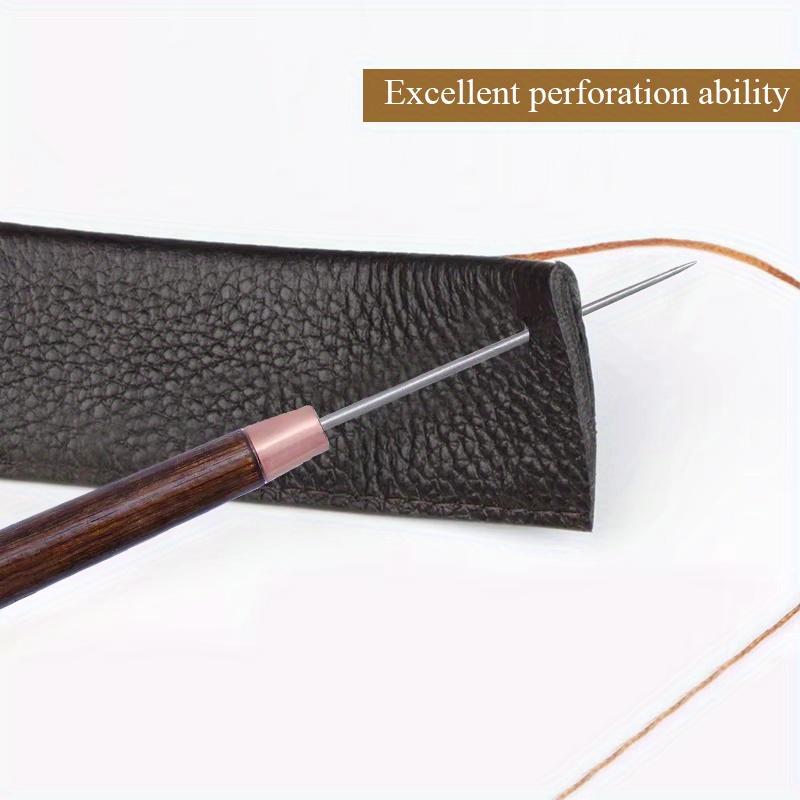 Wood Handle Awl Leather Punching Tools Leather Straight Awls Hole Puncher Drills for Leather Craft Awl Hand Stitching