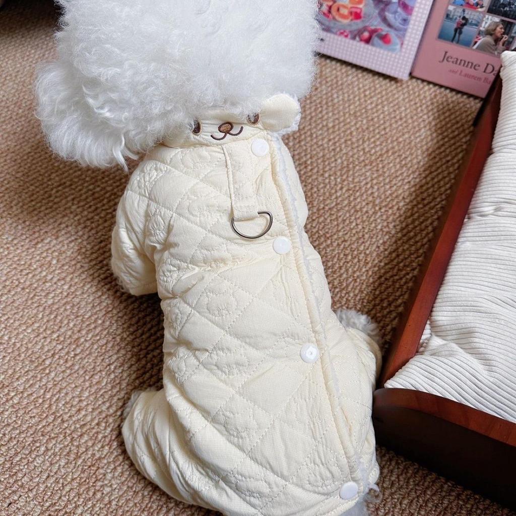 Gemütlicher Herbst-/Winter-Hundemantel: Baumwoll-Bichon-Bekleidung mit Zugring.