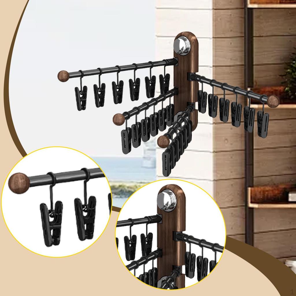 Suction Cup Clothes Rack Foldable or Hanging Laundry Wall Mounted Sock Hanger with