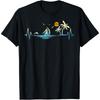 Heartbeat with Sailboat Tropical Palm Trees Beach Island T-Shirt