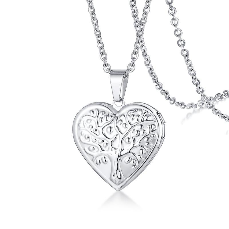 Vnox Monogram Floral Oval Heart Locket Pendant Necklaces for Women Men, Stainless Steel Photo Frame Promise Love Keepsake Collar