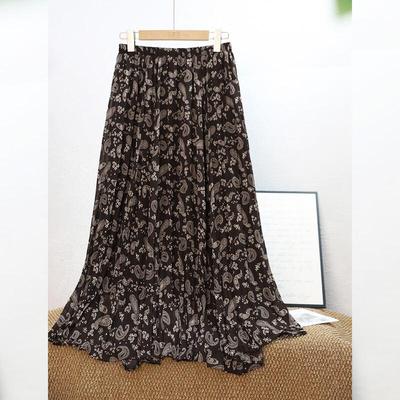Bailuyu Retro Floral A-Line Maxi Skirt