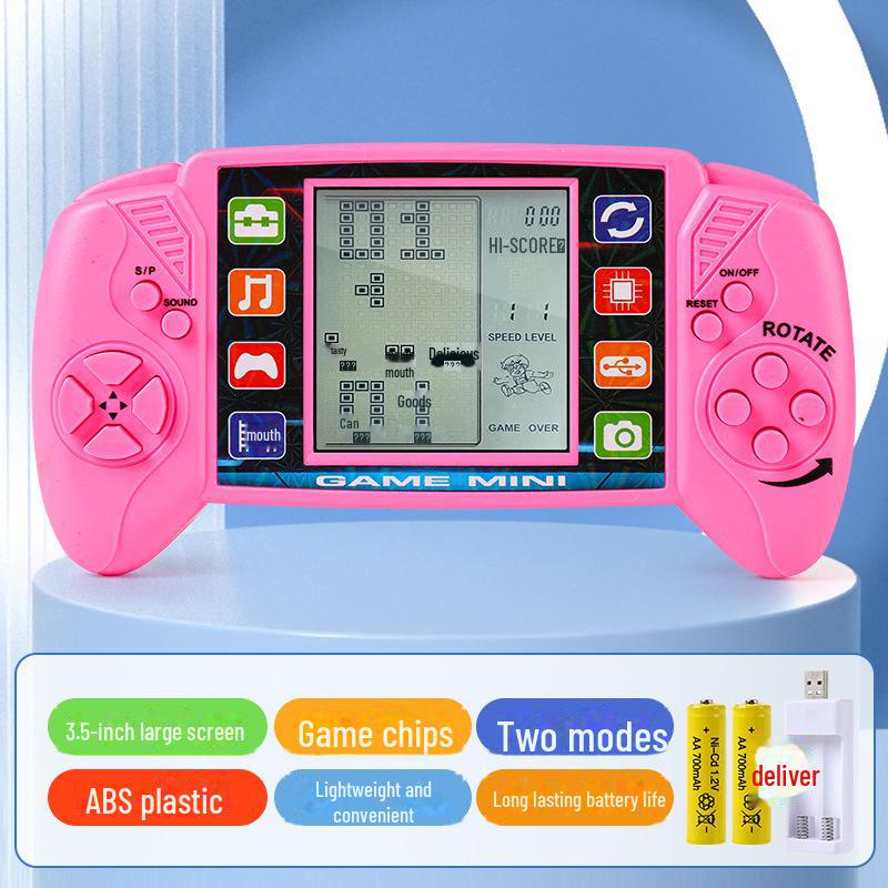 Consolă de jocuri portabilă Tetris nostalgică clasică cu ecran mare - jucărie educațională creativă pentru copii