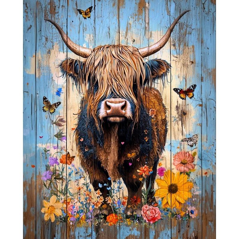 

Funny Cow Floral Highland Cow Rustic Western Boho Farm Animal Art Poster Canvas Painting Wall Print Picture for Room Home Decor 21cm×30cm NoFrame