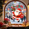 Home Window Ornaments Santa Claus Christmas Cling Static Sticker for Glass Doors Reusable PVC Festive Store Decorations Decal with Gift Bag and Box