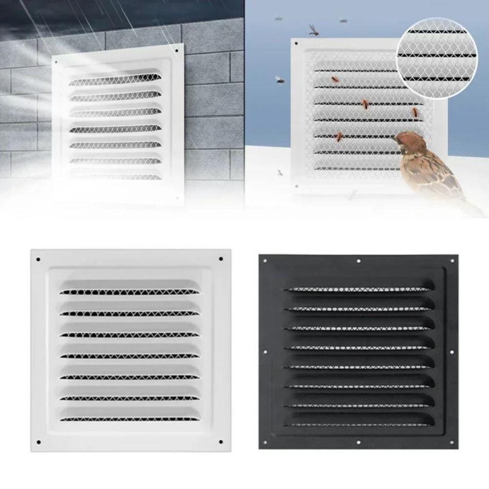 Stainless Steel Metal Vent Cover Built-in Insect Screen Square Louver Air Vents Grille White Black HVAC Vents