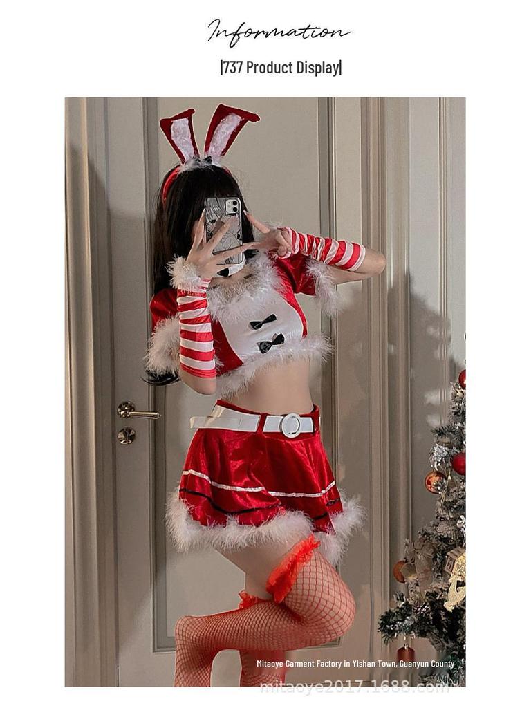 Red Christmas Bunny Cosplay Lingerie for Influencers & Streamers
