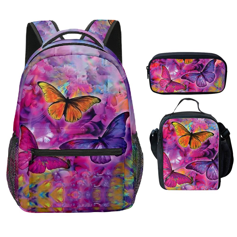 Intemporel Unique Cool Rayures Dégradées Design 3D 3 pièces/Ensemble Élève Apprenant Sacs Voyage Ordinateur Portable Sac à Dos Bandoulière Sac Fourre-tout Trousse à Crayons
