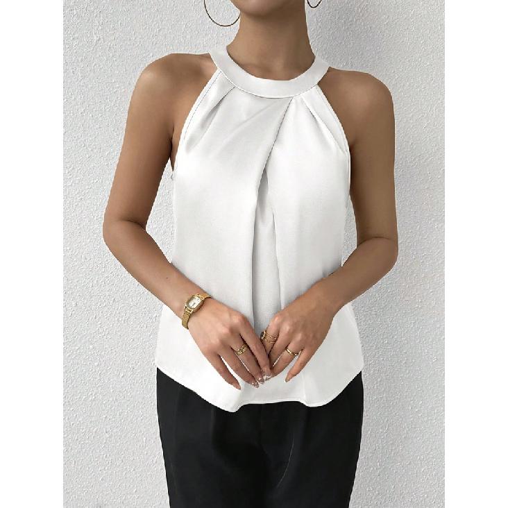 Women s high-end satin shirt, new summer satin blouse top XS белый