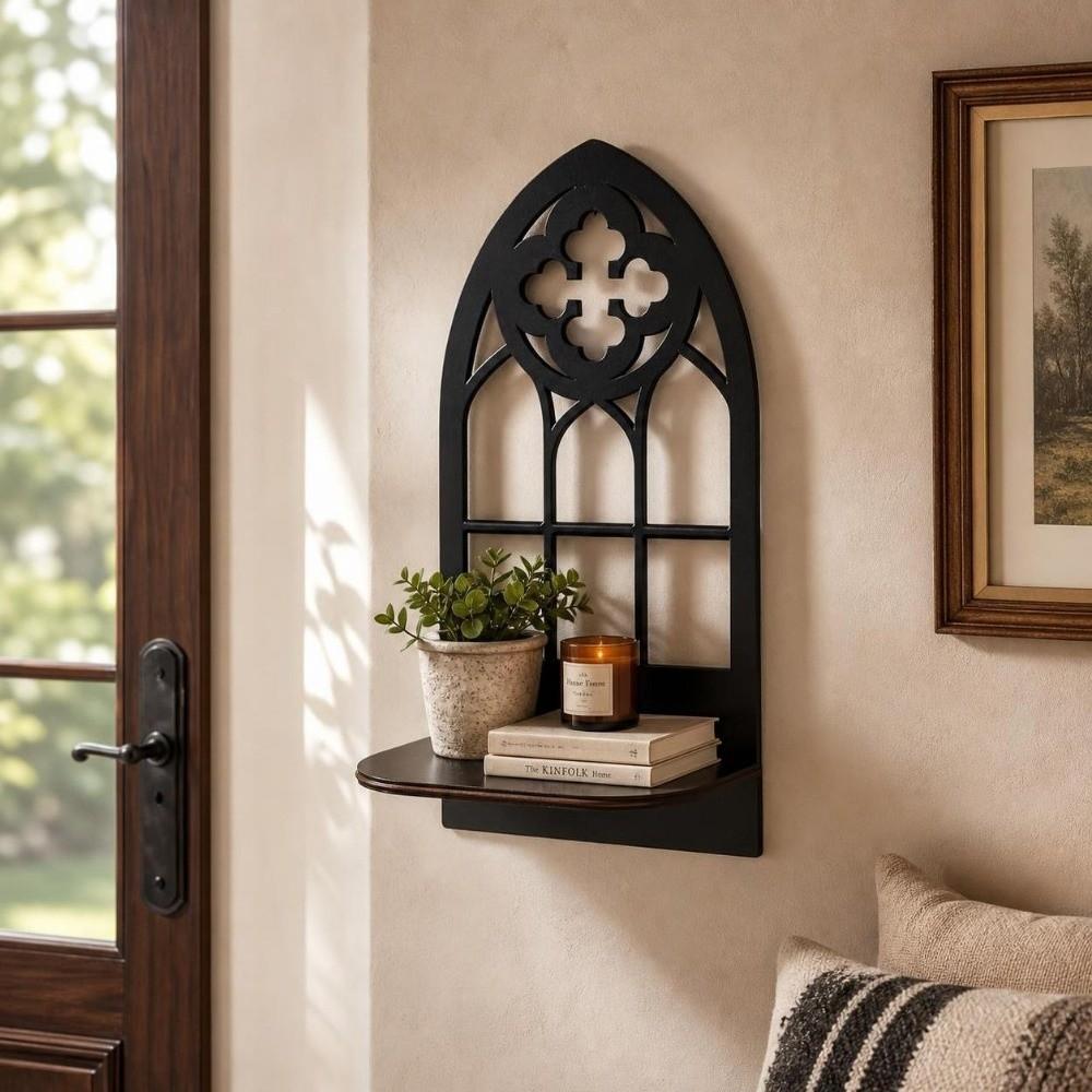 Hollow Out Wall Storage Shelf Gothic Style Wall Mounted Shelf Wall Hanging Decor Home Decor