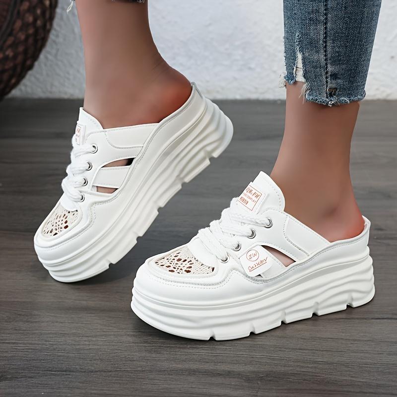 New Breathable Women's Shoes Summer Hollow Thick Sole Platform Casual Skateboard Sneakers