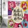 Mother's Day Floral Text Mother and Child Embrace Character Collage Shower Curtain, Bathroom Decorative Shower Curtain, Waterpro