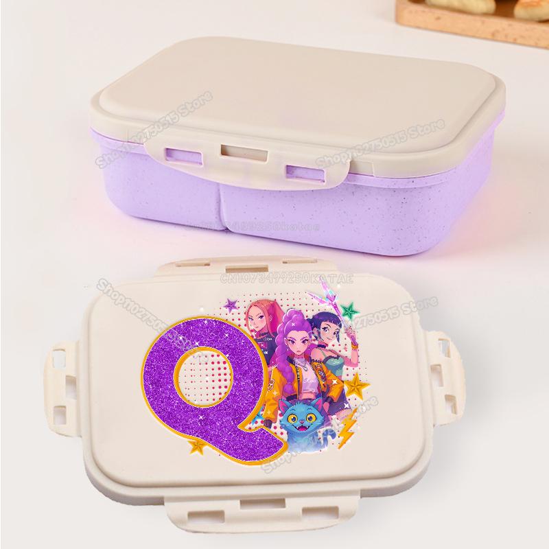 Kpop Demon Hunters Letter A-Z Bento Boxes Rumi Mira Zoey Student Lunch Box School Office Microwave Portable Fruit Food Container