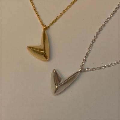 Collier V-Shape Argent Plaqué Cuivre Blanc - Style Coréen, Design Irrégulier, Style Froid Simple