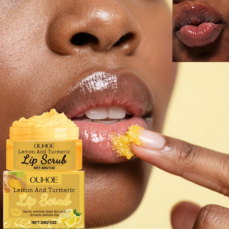 Turmeric Lemon Lip Scrub with Turmeric Root Lemon Fruit and Aloe Vera Extracts Fine Texture Deep Hydrating Moisturizing Gently Exfoliates Softens Lips
