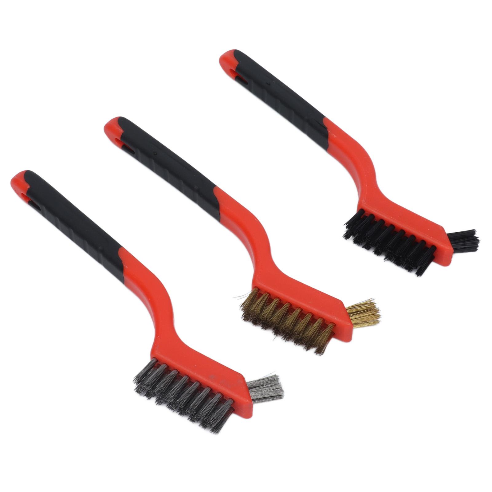 

Wire Brush Set Brass Stainless Steel Bristles with Curved Handle Grip for Kitchen Gas Stove Range Hood