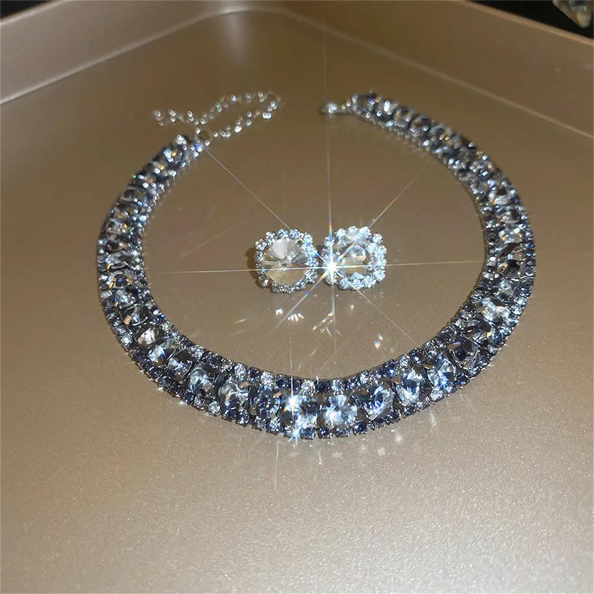 

FYUAN Роскошный набор из хрустального колье и серег, колье с черным леопардовым принтом для женщин, свадебная вечеринка, наборы с цирконами, аксессуары