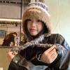 Maillard wool hat for women with small faces, winter braids, thickened warm ear protection and cold protection, versatile plush knitted hat
