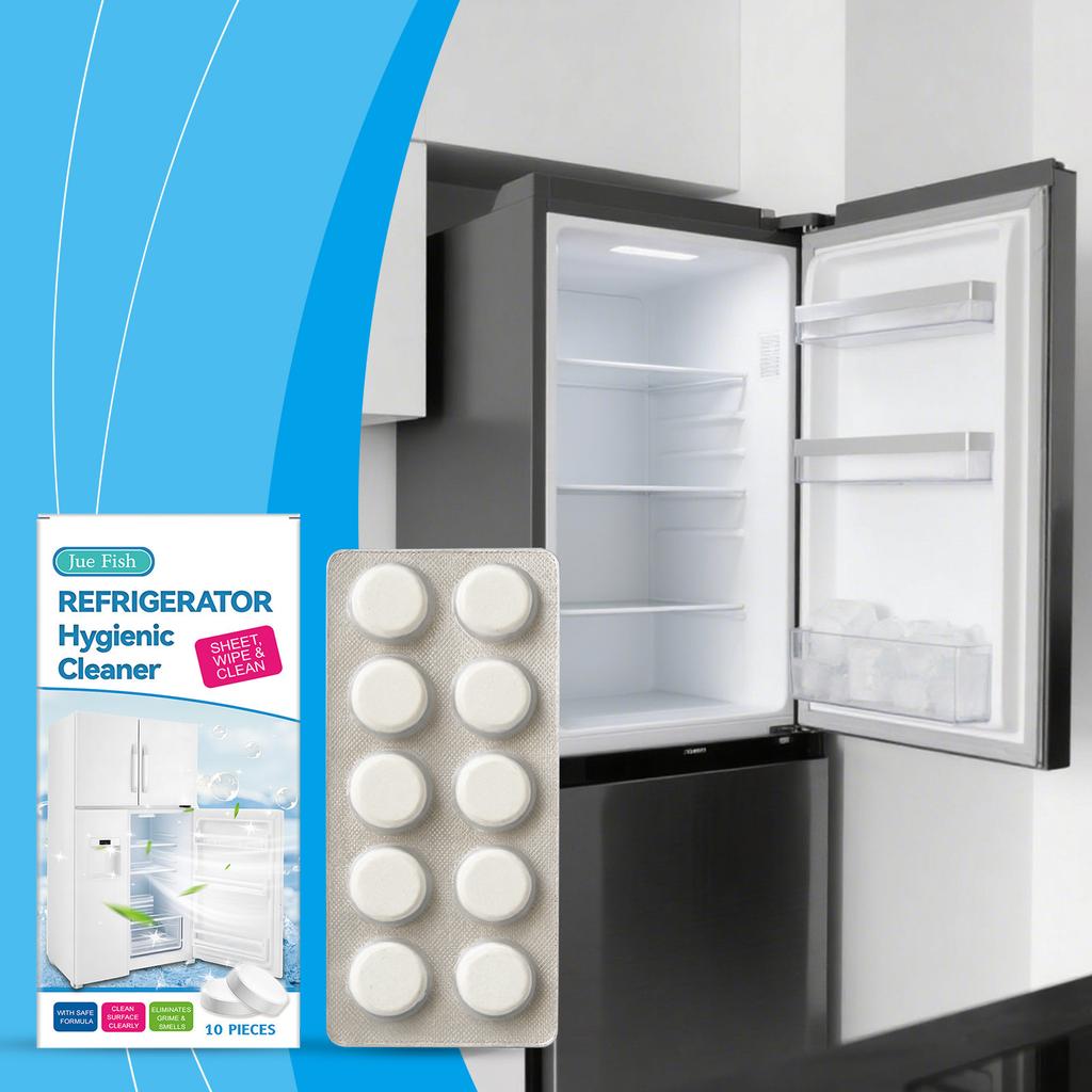 JUE FISH Refrigerator Cleaning Tablets Home Gentle Cleaner Effective Grease Removal Convenient Cleaning Supplies 10 Count