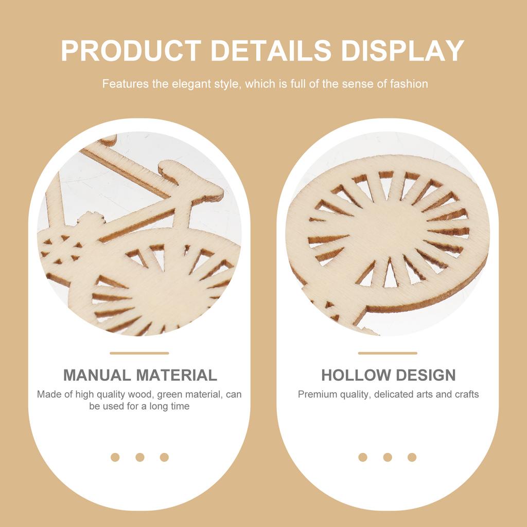 10 Pcs Laser Cut Wooden Slices Craft Supplies Wood Cutouts Home Decor Bicycle naments Sewing Diy Nursery Children Accessories