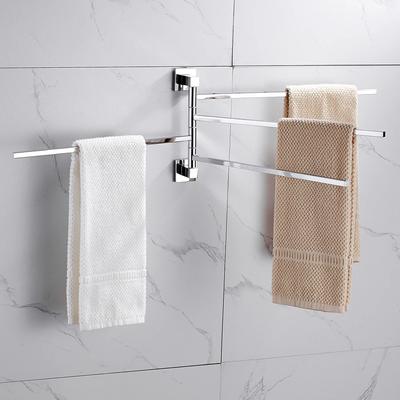 Stainless Steel Swivel Towel Bar Space Saving Wall-Mounted 2/4 Arm Rotatable Towel Storage Holder for Home Kitchen Bathroom